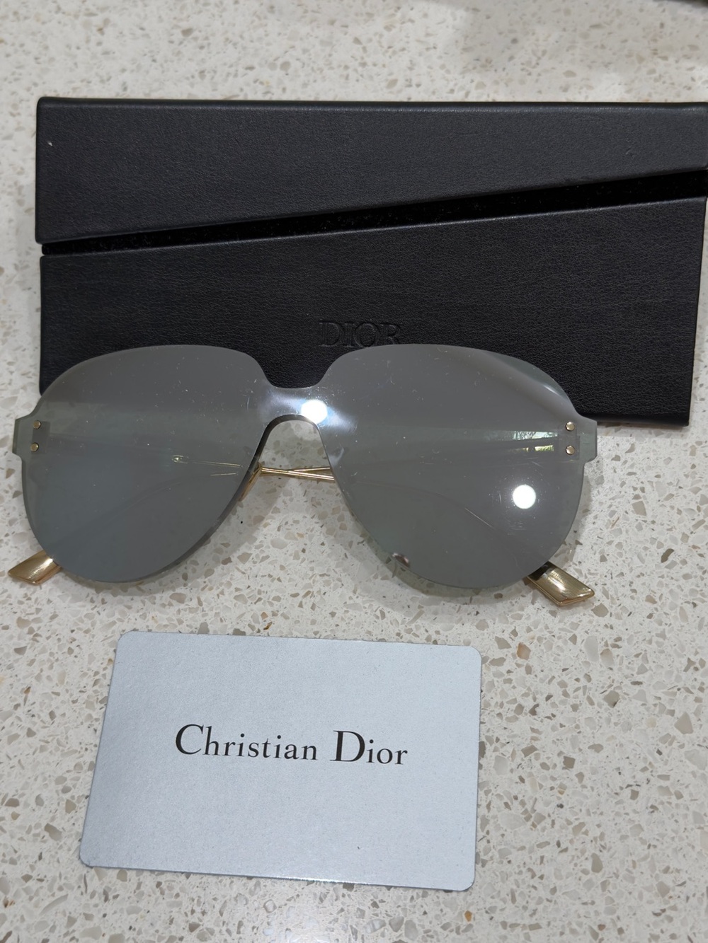 Dior Women's Rimless Sunglasses in Gray with Gold Accents